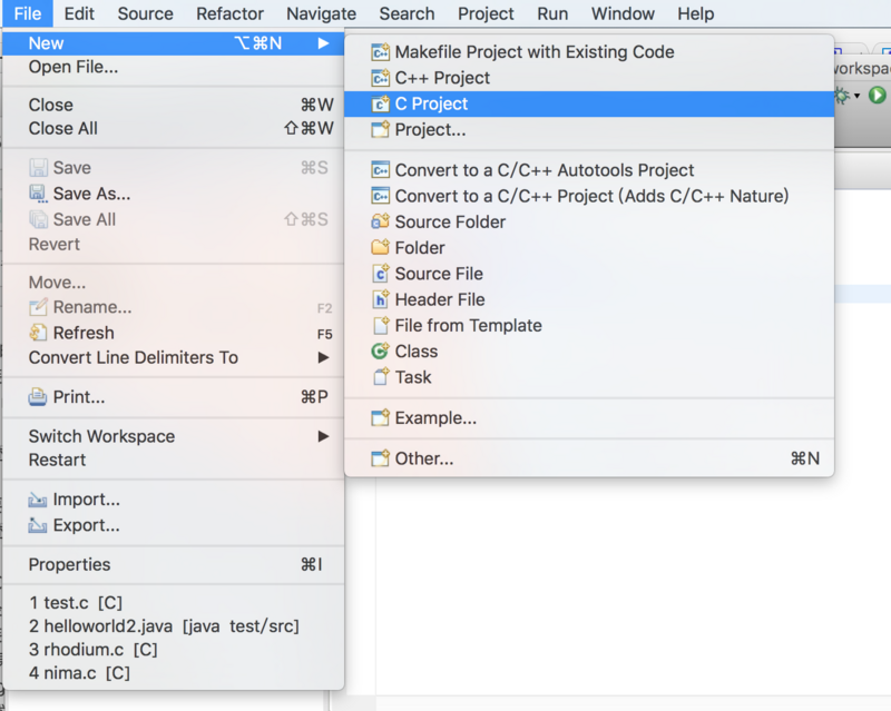how use eclipse for c program mac